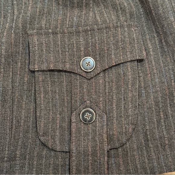 Boston Proper Gray Sparkle Thread Pinstripe Mini Skirt with Pockets - Size 4 - Picture 6 of 9